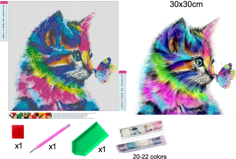diamond painting kociątko 30 × 30 cm