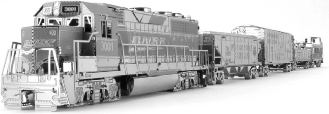 metal earth 3d metalowy model zestaw pociąg z lokomotywą i 4 wagonami deluxe set