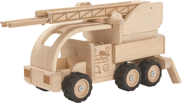 Drewniany wóz strażacki z drabiną PlanToys – edycja specjalna