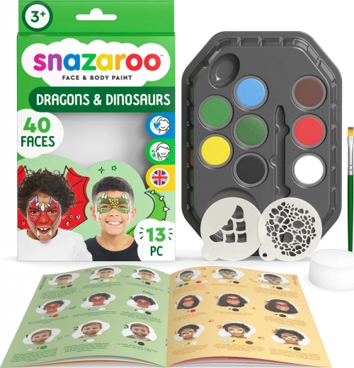 SNAZAROO Zestaw 8 farb do twarzy – Smoki i dinozaury
