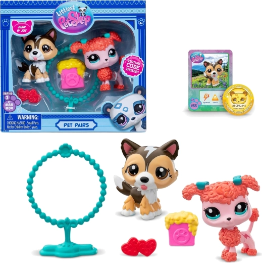 Hasbro Littlest Pet Shop Pet Pairs Jump N' Joy – zestaw figurek piesków i akcesoriów