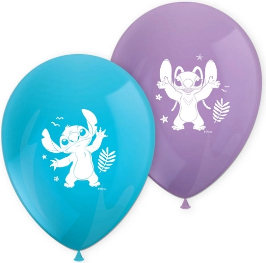 Lateksowe balony DISNEY Stitch i Angel 28 cm, zestaw 8 szt.