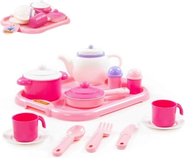 Dziecięcy zestaw obiadowy Nastenka dla 2 osób z tacką, 19 elementów