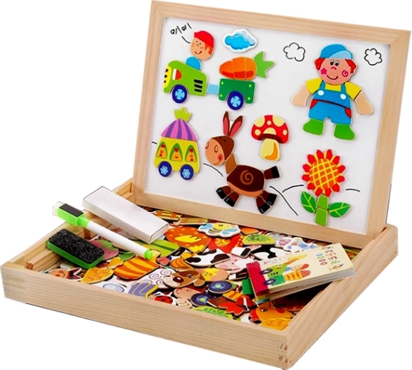 Drewniane magnetyczne elementy farma 1