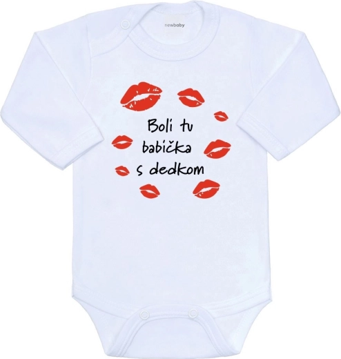 Body niemowlęce z nadrukiem New Baby – Byli tu babcia z dziadkiem