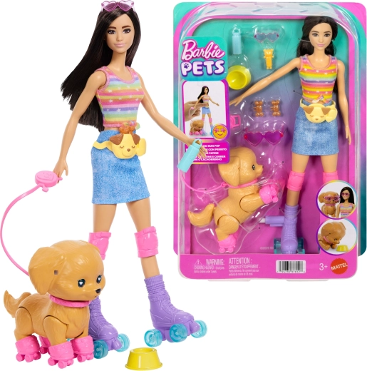 Barbie Pets – lalka na rolkach ze szczeniakiem i akcesoriami