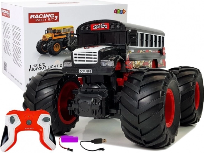 Wyścigowy pojazd potwór czarny autobus