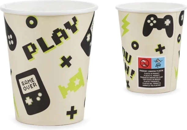 Papierowe kubeczki Gamer 220 ml – mix wzorów