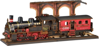 3D Drewniana Układanka Vintage Parowa Lokomotywa