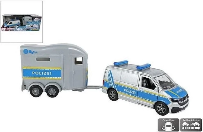 Policyjny VW z przyczepą do transportu koni