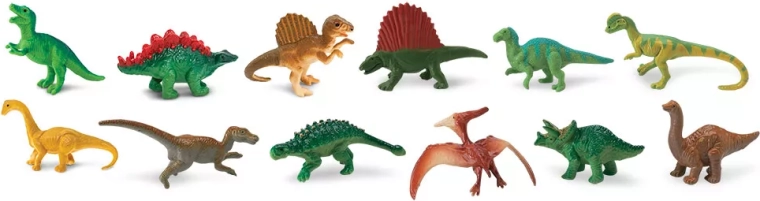 12 szczegółowych mini dinozaurów w jednej tubie