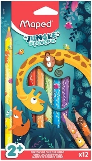 Kredki woskowe jumbo Jungle Fever, zestaw 12 szt.