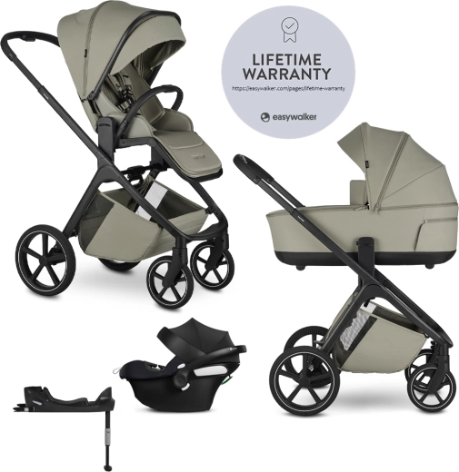 Wózek wielofunkcyjny Easywalker Zoey sage green + fotelik samochodowy CBX by CYBEX Aton B2 i-Size + baza