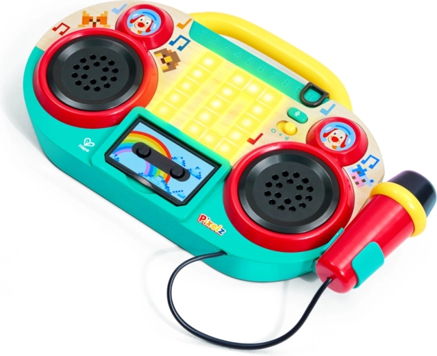 Radio boombox Pixelz z mikrofonem, efektami świetlnymi i dźwiękowymi