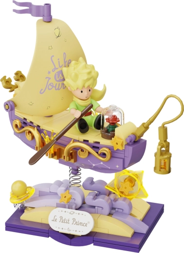 Poetycki design z różą, gwiazdami i latarnią