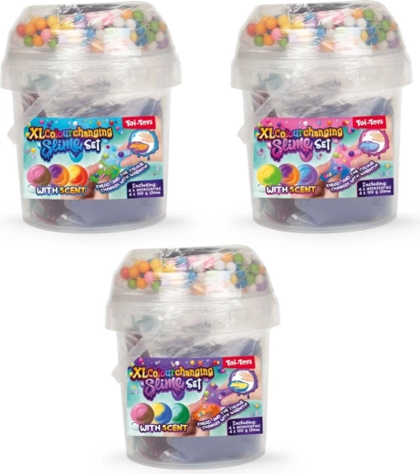 Masa slime z dodatkami w plastikowym pojemniku – mix rodzajów