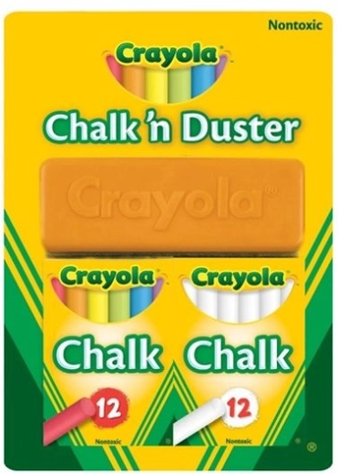 Biała i kolorowa kreda Crayola z gąbką do ścierania