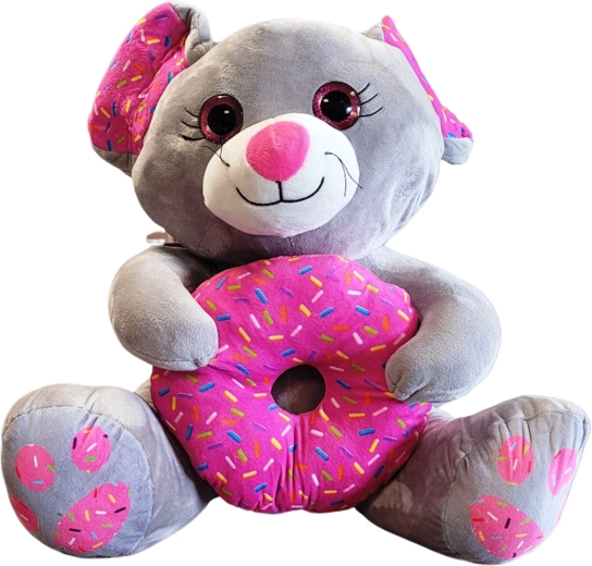 Pluszowa mysz z donutem 25 cm – szara