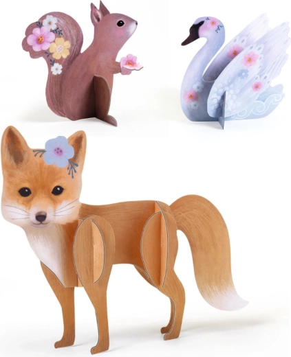 Drewniane dekoracje ze zwierzątkami do ekspozycji