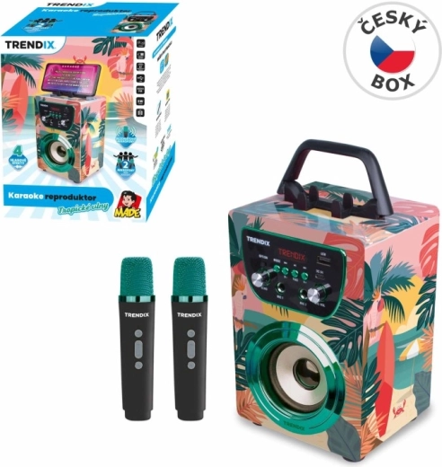 Głośnik karaoke Tropical Vibes z 2 bezprzewodowymi mikrofonami