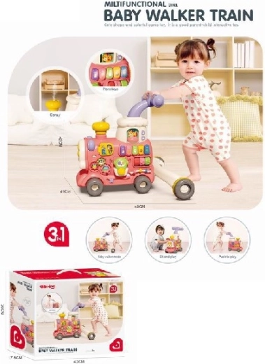 chodzik i jeździk pociąg 3w1 różowy