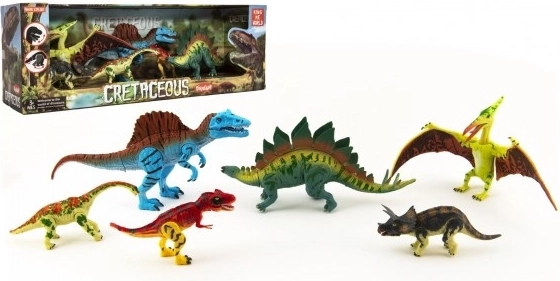 zestaw dinozaurów z kredy 6 szt. plastikowe figurki w pudełku