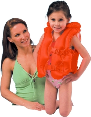 Dziecięca nadmuchiwana kamizelka do pływania z kołnierzem 3–6 lat, pomarańczowa