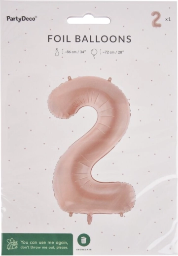 Foliowy balon cyfra 2 beżowy 72 cm