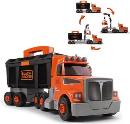 Ciężarówka 3w1 Black+Decker z Narzędziami i Dźwigiem
