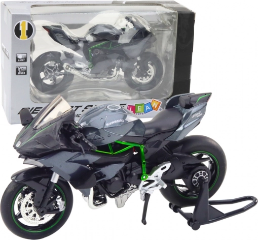 metalowy sportowy motocykl ze światłami i dźwiękami 1:12 szary