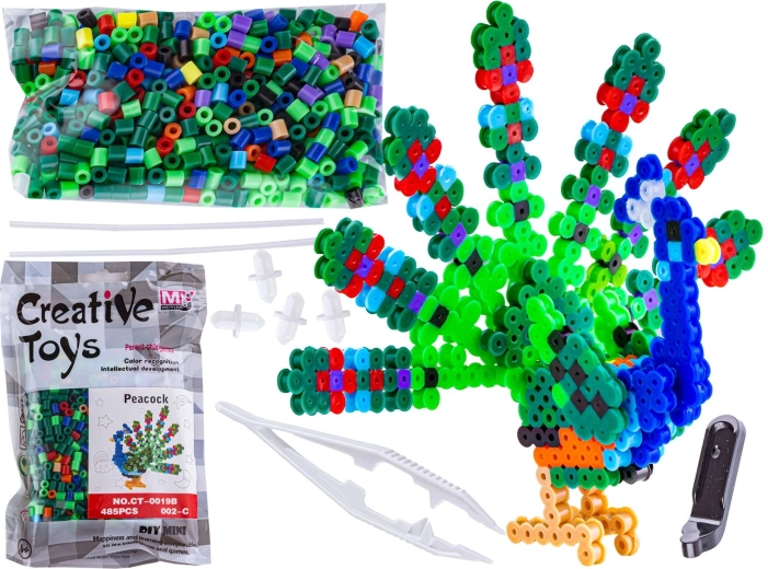 Koraliki do prasowania 3D – paw w saszetce