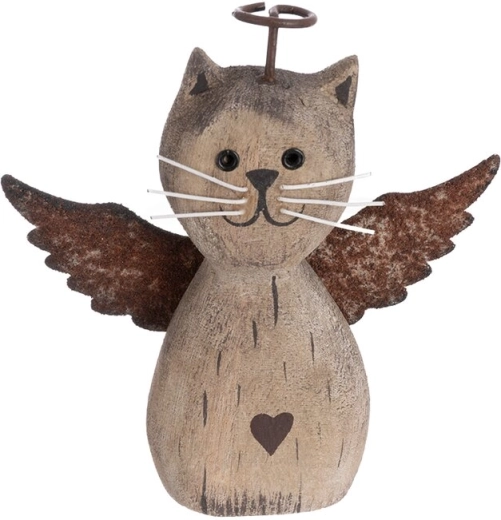 Dekoracja kot z paulowni i metalu, beżowa, 12 cm
