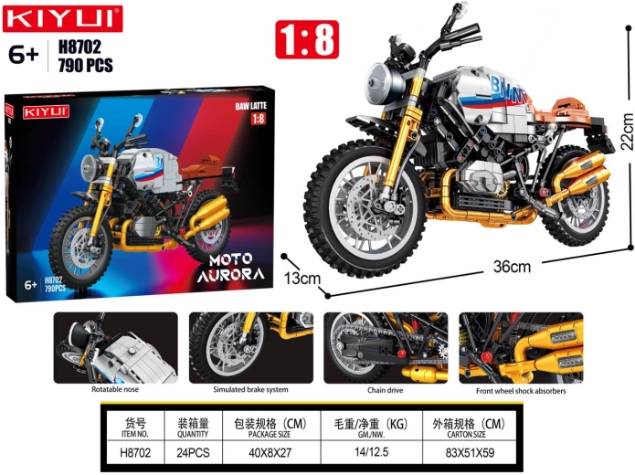 Klocki konstrukcyjne biały motocykl 790 elementów