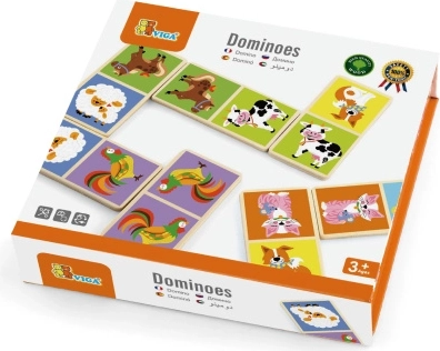 Viga Drewniane domino Farma 28 elementów Montessori