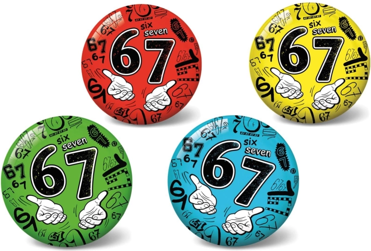 Nadmuchiwana piłka 23 cm – numer 67, motyw Six Seven, 4 kolory
