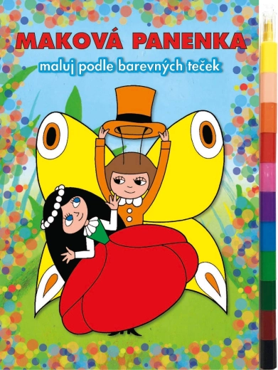 Akim maluj według kolorowych kropek – Makowa panienka, kolorowanki z kredkami woskowymi