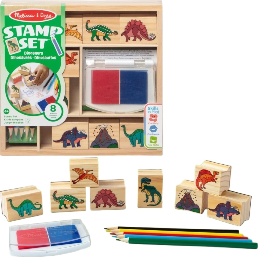 Melissa & Doug kreatywny zestaw dinozaury – pieczątki, poduszka tuszująca i kredki