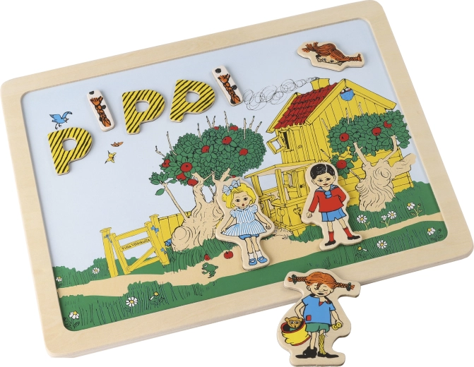 Dwustronna tablica magnetyczna z literkami i obrazkami Pippi