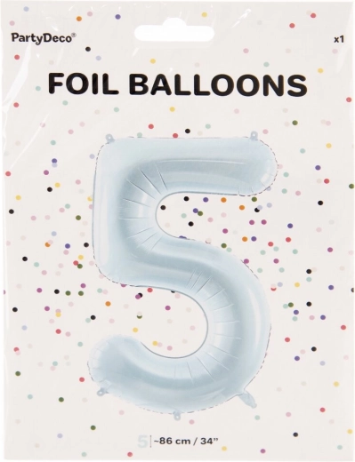 Foliowy balon cyfra 5 niebieski 86 cm