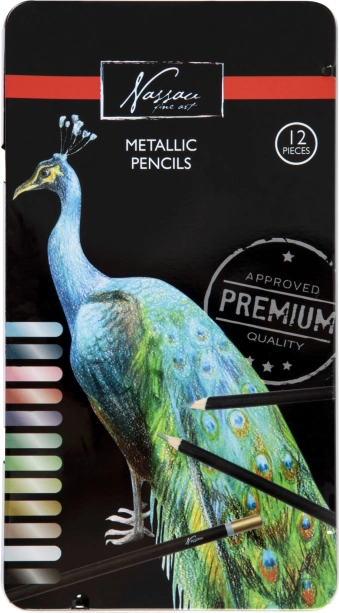 Nassau metaliczne kredki 12 szt. w metalowym pudełku