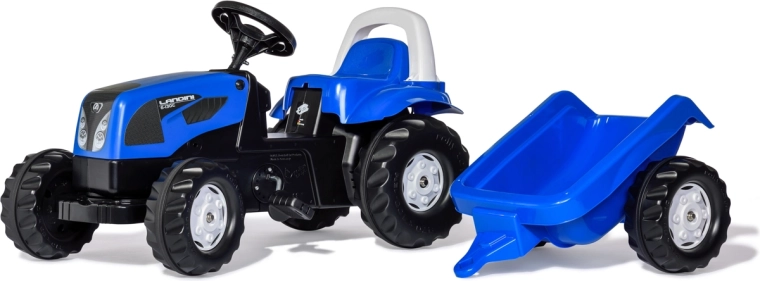 Traktor na pedały Rolly Kid Landini z przyczepą, niebieski
