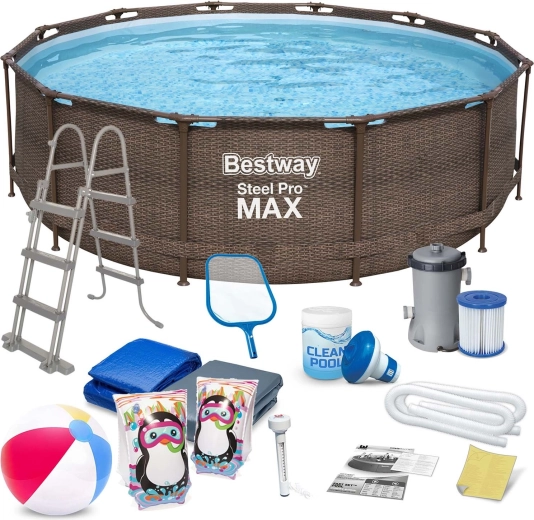 Ogrodowy basen stelażowy 366 × 100 cm z akcesoriami BESTWAY