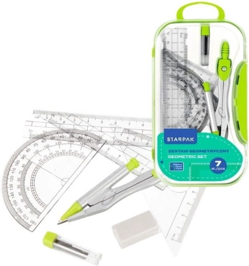 Zestaw geometryczny w plastikowym etui - 7 elementów