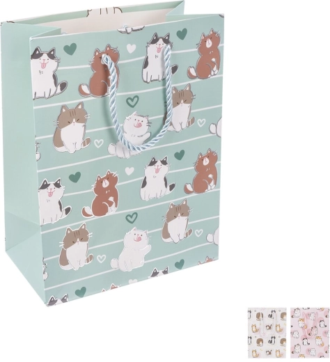 Papierowa torba prezentowa z motywem kota 18 × 10 × 23 cm (3 warianty)
