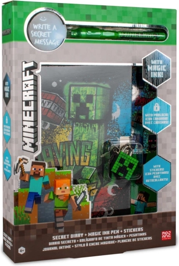 Minecraft tajny pamiętnik z magicznym długopisem UV i naklejkami