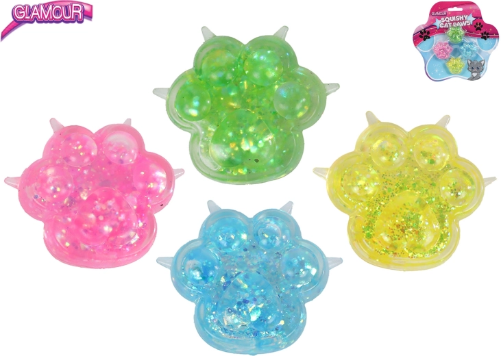 Glamour mini elastyczne gumki do włosów z motywem kociej łapki Sugar (4 szt.)