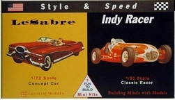 Plastikowy model samochodu Style & Speed Le Sabre „Concept Car” i Indy Racer (Glencoe Models)