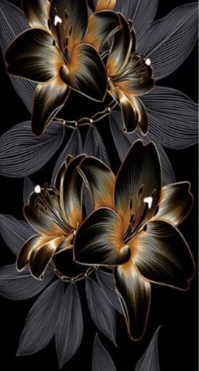 Diamentowe malowanie lilia czarno-złota 80 × 40 cm