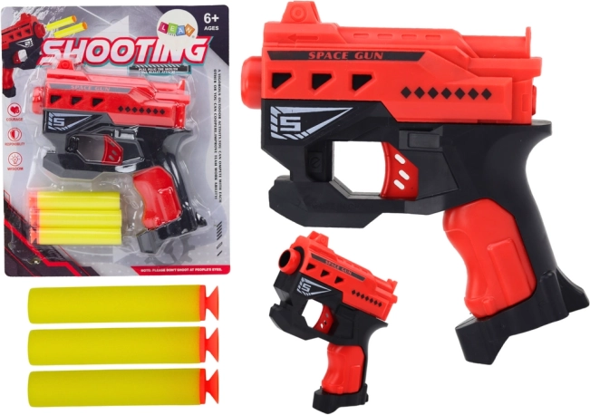 Mini pistolet na piankowe strzałki z przyssawkami – czerwony