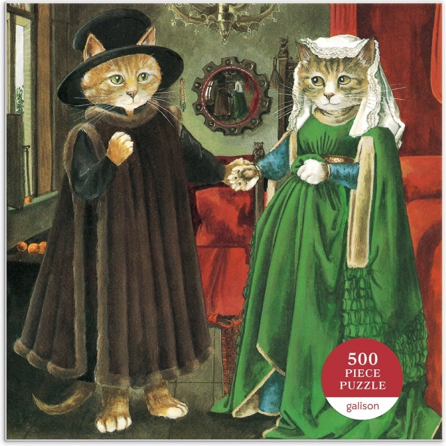 Kwadratowe puzzle Meowsterpiece: Małżeństwo Arnolfinich, 500 elementów
